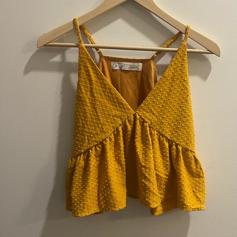 S Mustard Yellow Flowy Tank